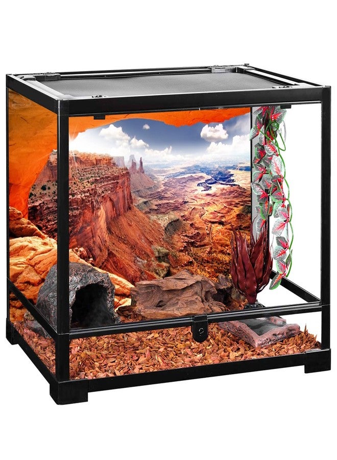 AWERT Stone Reptile Habitat Background Sky Oasis Mountain Cactus Sun and Desert Terrarium Background 48x24 inches Polyester Background - Image 2